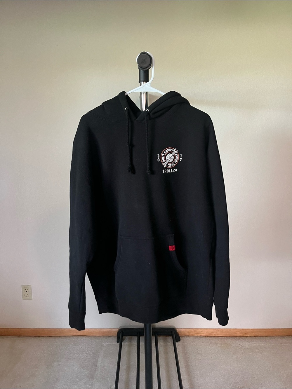 Black Pullover Hoodie with Small Chest Logo
